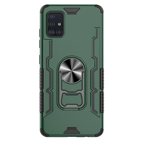 Custodia Silicone e Plastica Opaca Cover con Magnetico Anello Supporto S03 per Samsung Galaxy A51 5G Verde