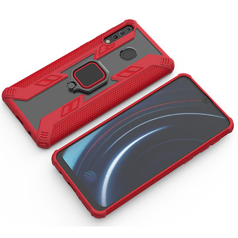 Custodia Silicone e Plastica Opaca Cover con Magnetico Anello Supporto S03 per Samsung Galaxy M30 Rosso