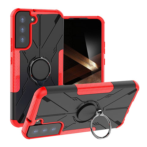 Custodia Silicone e Plastica Opaca Cover con Magnetico Anello Supporto T08 per Samsung Galaxy S24 Plus 5G Rosso