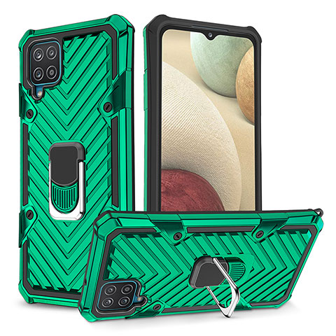 Custodia Silicone e Plastica Opaca Cover con Magnetico Anello Supporto YF1 per Samsung Galaxy A12 5G Verde