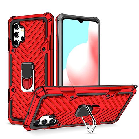 Custodia Silicone e Plastica Opaca Cover con Magnetico Anello Supporto YF1 per Samsung Galaxy A32 5G Rosso