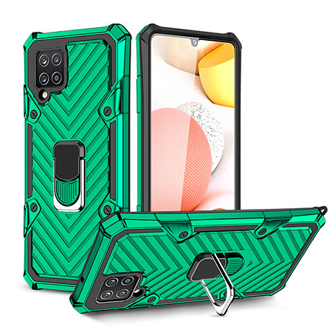 Custodia Silicone e Plastica Opaca Cover con Magnetico Anello Supporto YF1 per Samsung Galaxy A42 5G Verde