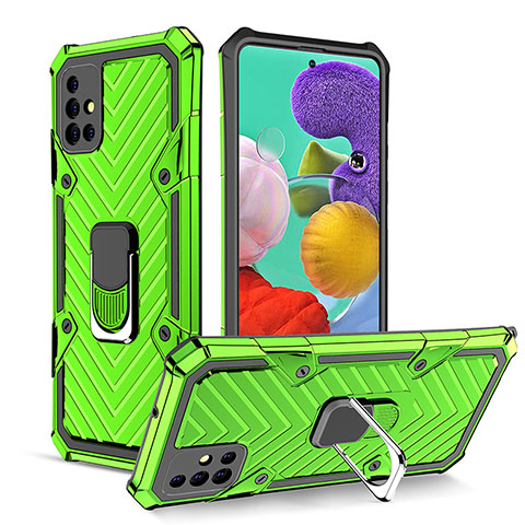 Custodia Silicone e Plastica Opaca Cover con Magnetico Anello Supporto YF1 per Samsung Galaxy M40S Verde Pastello