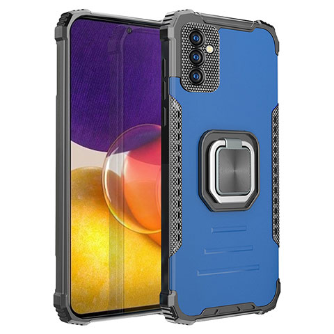 Custodia Silicone e Plastica Opaca Cover con Magnetico Anello Supporto ZJ2 per Samsung Galaxy A24 4G Blu