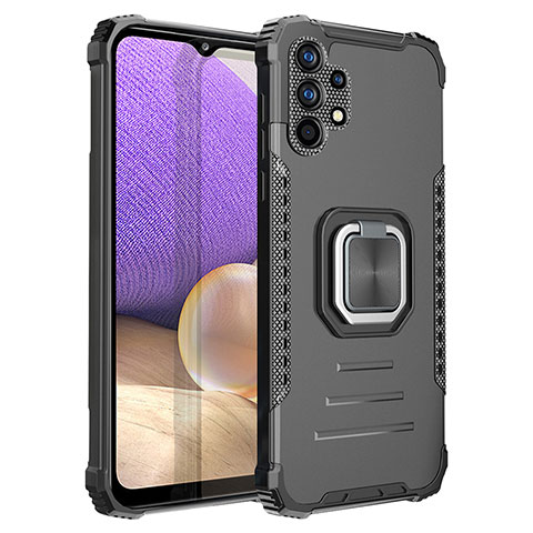 Custodia Silicone e Plastica Opaca Cover con Magnetico Anello Supporto ZJ2 per Samsung Galaxy A32 4G Nero