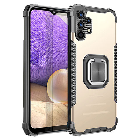 Custodia Silicone e Plastica Opaca Cover con Magnetico Anello Supporto ZJ2 per Samsung Galaxy A32 4G Oro