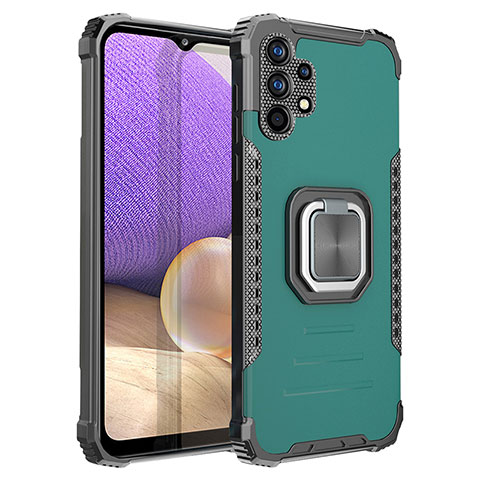 Custodia Silicone e Plastica Opaca Cover con Magnetico Anello Supporto ZJ2 per Samsung Galaxy A32 4G Verde