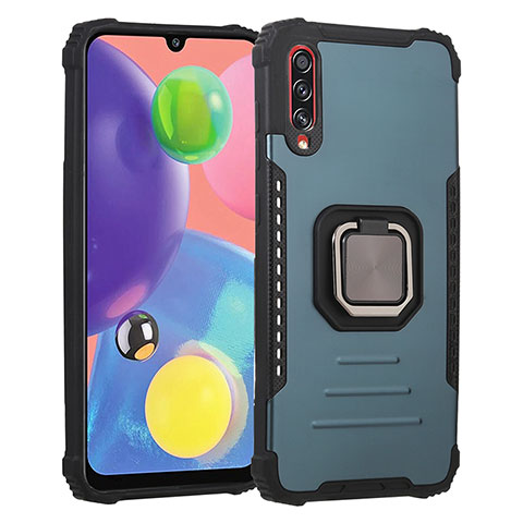 Custodia Silicone e Plastica Opaca Cover con Magnetico Anello Supporto ZJ2 per Samsung Galaxy A70S Verde