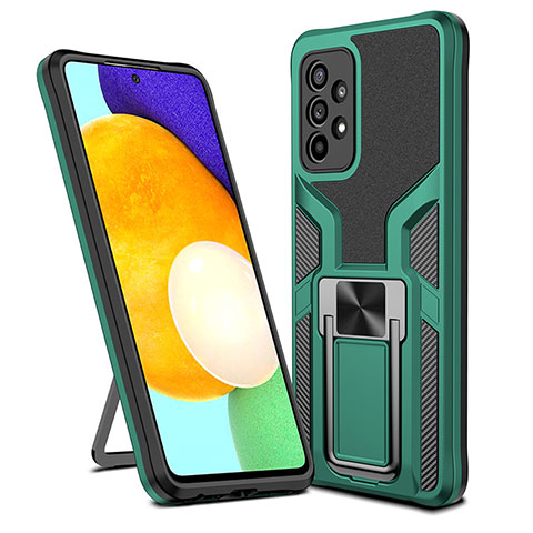 Custodia Silicone e Plastica Opaca Cover con Magnetico Anello Supporto ZL1 per Samsung Galaxy A52s 5G Verde