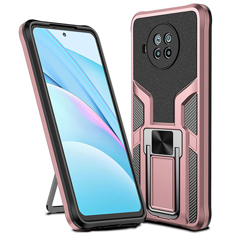 Custodia Silicone e Plastica Opaca Cover con Magnetico Anello Supporto ZL1 per Xiaomi Mi 10T Lite 5G Oro Rosa