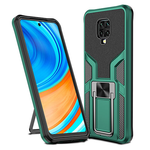 Custodia Silicone e Plastica Opaca Cover con Magnetico Anello Supporto ZL1 per Xiaomi Poco M2 Pro Verde