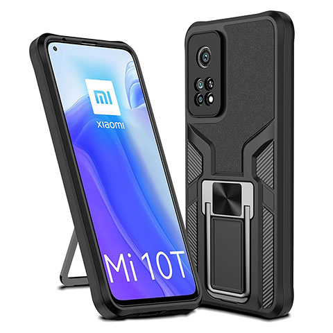 Custodia Silicone e Plastica Opaca Cover con Magnetico Anello Supporto ZL1 per Xiaomi Redmi K30S 5G Nero