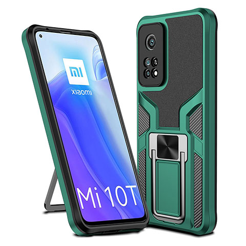 Custodia Silicone e Plastica Opaca Cover con Magnetico Anello Supporto ZL1 per Xiaomi Redmi K30S 5G Verde