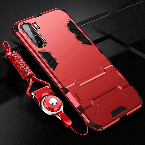 Custodia Silicone e Plastica Opaca Cover con Magnetico Supporto A01 per Huawei Mate 40 Lite 5G Rosso