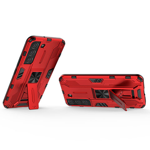 Custodia Silicone e Plastica Opaca Cover con Magnetico Supporto A02 per Samsung Galaxy S23 Plus 5G Rosso