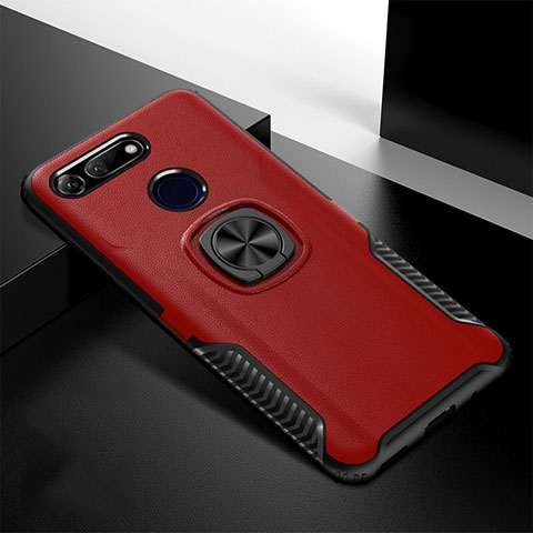 Custodia Silicone e Plastica Opaca Cover con Magnetico Supporto H02 per Huawei Honor V20 Rosso