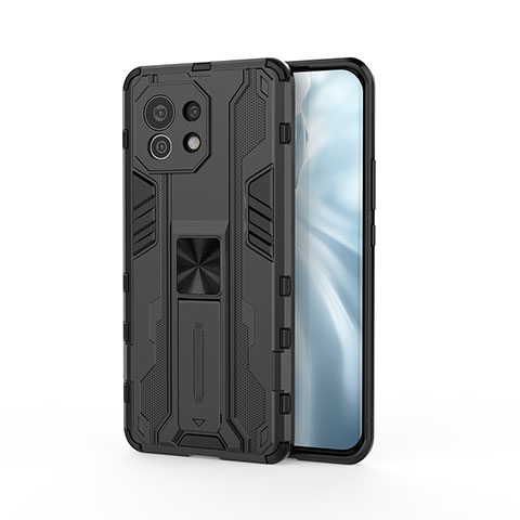 Custodia Silicone e Plastica Opaca Cover con Magnetico Supporto H02 per Xiaomi Mi 11 Lite 5G NE Nero