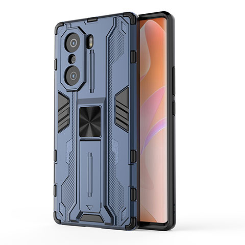 Custodia Silicone e Plastica Opaca Cover con Magnetico Supporto KC1 per Huawei Honor 60 Pro 5G Blu