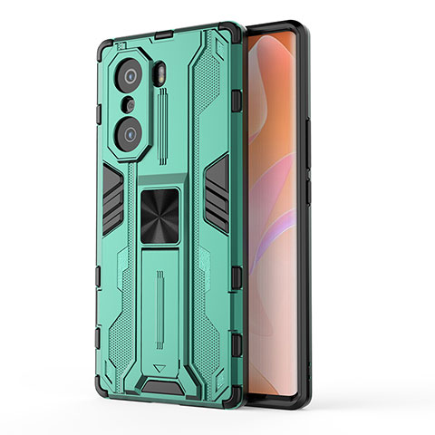 Custodia Silicone e Plastica Opaca Cover con Magnetico Supporto KC1 per Huawei Honor 60 Pro 5G Verde