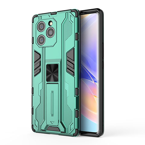 Custodia Silicone e Plastica Opaca Cover con Magnetico Supporto KC1 per Huawei Honor 60 SE 5G Verde