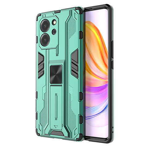 Custodia Silicone e Plastica Opaca Cover con Magnetico Supporto KC1 per Huawei Honor 80 SE 5G Verde