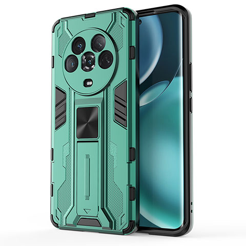 Custodia Silicone e Plastica Opaca Cover con Magnetico Supporto KC1 per Huawei Honor Magic4 5G Verde