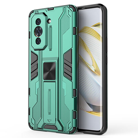 Custodia Silicone e Plastica Opaca Cover con Magnetico Supporto KC1 per Huawei Nova 10 Pro Verde