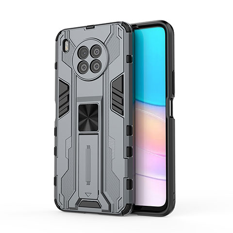 Custodia Silicone e Plastica Opaca Cover con Magnetico Supporto KC1 per Huawei Nova 8i Grigio