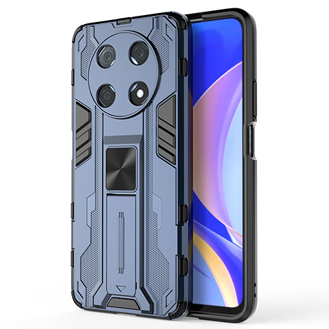 Custodia Silicone e Plastica Opaca Cover con Magnetico Supporto KC1 per Huawei Nova Y90 Blu