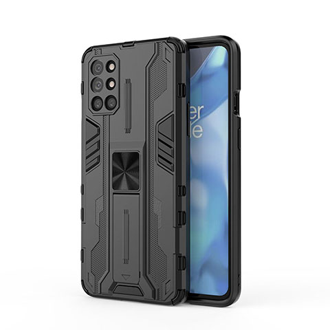 Custodia Silicone e Plastica Opaca Cover con Magnetico Supporto KC1 per OnePlus 9R 5G Nero