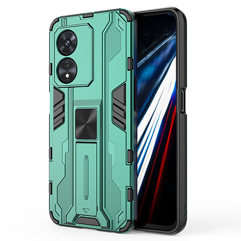 Custodia Silicone e Plastica Opaca Cover con Magnetico Supporto KC1 per Oppo A78 4G Verde