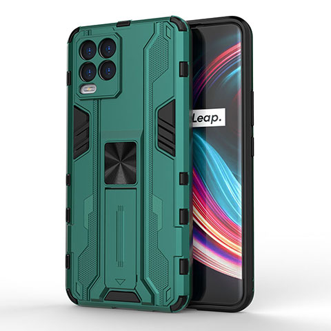 Custodia Silicone e Plastica Opaca Cover con Magnetico Supporto KC1 per Realme 8 Pro Verde