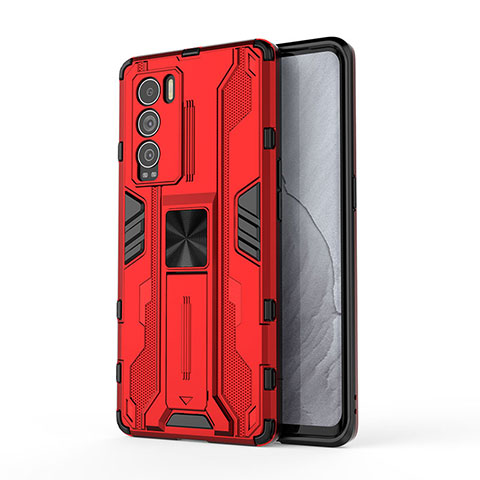 Custodia Silicone e Plastica Opaca Cover con Magnetico Supporto KC1 per Realme GT Master Explorer 5G Rosso