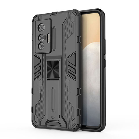 Custodia Silicone e Plastica Opaca Cover con Magnetico Supporto KC1 per Vivo X70t Nero