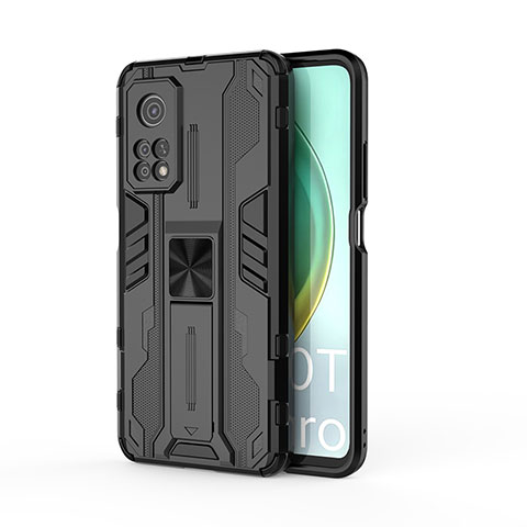 Custodia Silicone e Plastica Opaca Cover con Magnetico Supporto KC1 per Xiaomi Mi 10T 5G Nero