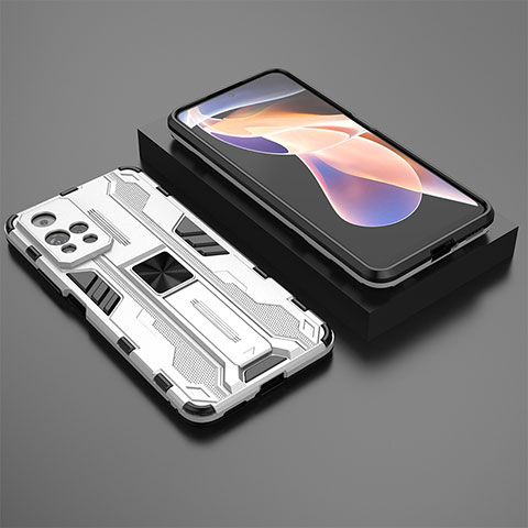 Custodia Silicone e Plastica Opaca Cover con Magnetico Supporto KC1 per Xiaomi Mi 11i 5G (2022) Argento