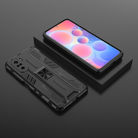 Custodia Silicone e Plastica Opaca Cover con Magnetico Supporto KC1 per Xiaomi Mi 11X 5G Nero