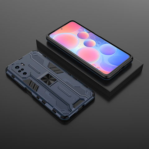 Custodia Silicone e Plastica Opaca Cover con Magnetico Supporto KC1 per Xiaomi Mi 11X Pro 5G Blu