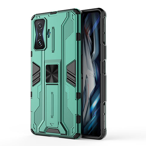 Custodia Silicone e Plastica Opaca Cover con Magnetico Supporto KC1 per Xiaomi Redmi K50 Gaming AMG F1 5G Verde