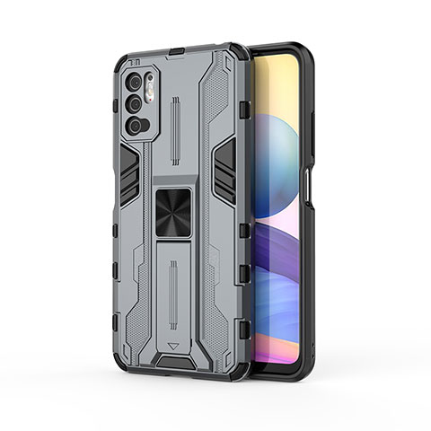 Custodia Silicone e Plastica Opaca Cover con Magnetico Supporto KC1 per Xiaomi Redmi Note 10 5G Grigio