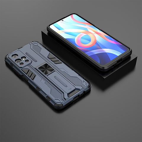 Custodia Silicone e Plastica Opaca Cover con Magnetico Supporto KC1 per Xiaomi Redmi Note 11 5G Blu