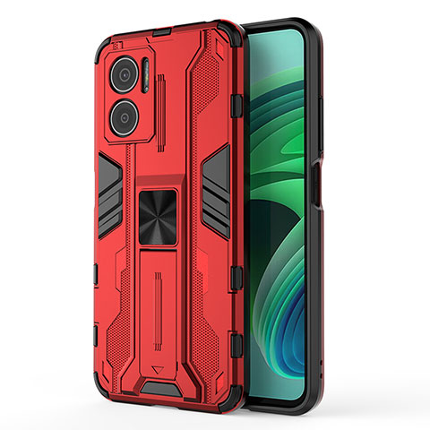 Custodia Silicone e Plastica Opaca Cover con Magnetico Supporto KC1 per Xiaomi Redmi Note 11E 5G Rosso