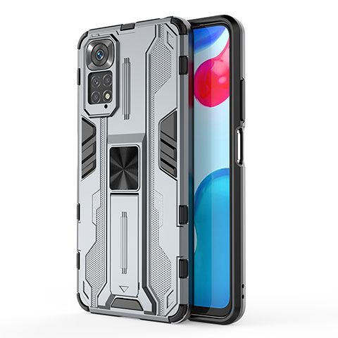 Custodia Silicone e Plastica Opaca Cover con Magnetico Supporto KC1 per Xiaomi Redmi Note 11S 4G Grigio