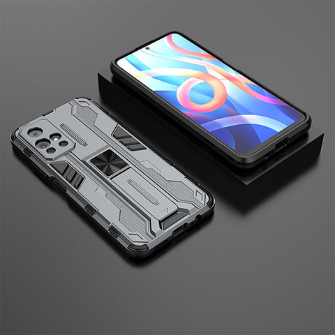 Custodia Silicone e Plastica Opaca Cover con Magnetico Supporto KC1 per Xiaomi Redmi Note 11T 5G Grigio