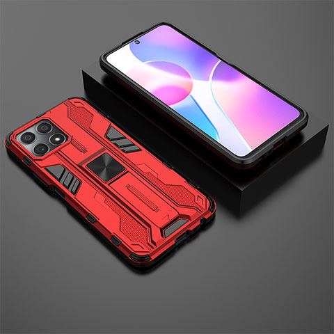 Custodia Silicone e Plastica Opaca Cover con Magnetico Supporto KC2 per Huawei Honor X30i Rosso