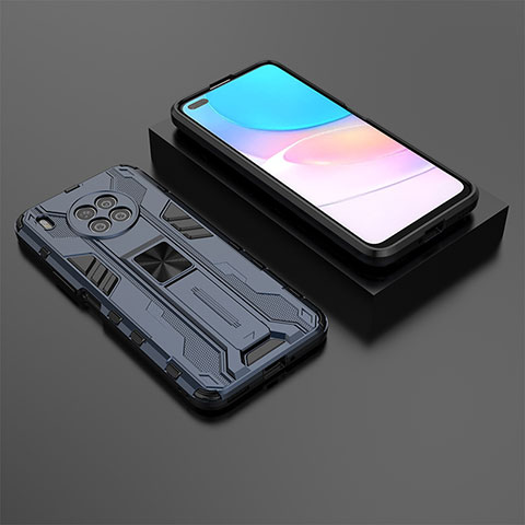 Custodia Silicone e Plastica Opaca Cover con Magnetico Supporto KC2 per Huawei Nova 8i Blu