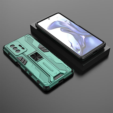 Custodia Silicone e Plastica Opaca Cover con Magnetico Supporto KC2 per Xiaomi Mi 11T 5G Verde