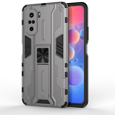 Custodia Silicone e Plastica Opaca Cover con Magnetico Supporto KC2 per Xiaomi Mi 11X 5G Grigio