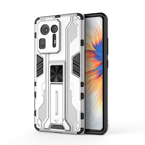 Custodia Silicone e Plastica Opaca Cover con Magnetico Supporto KC2 per Xiaomi Mi Mix 4 5G Bianco