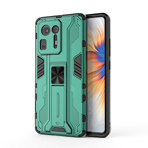 Custodia Silicone e Plastica Opaca Cover con Magnetico Supporto KC2 per Xiaomi Mi Mix 4 5G Verde